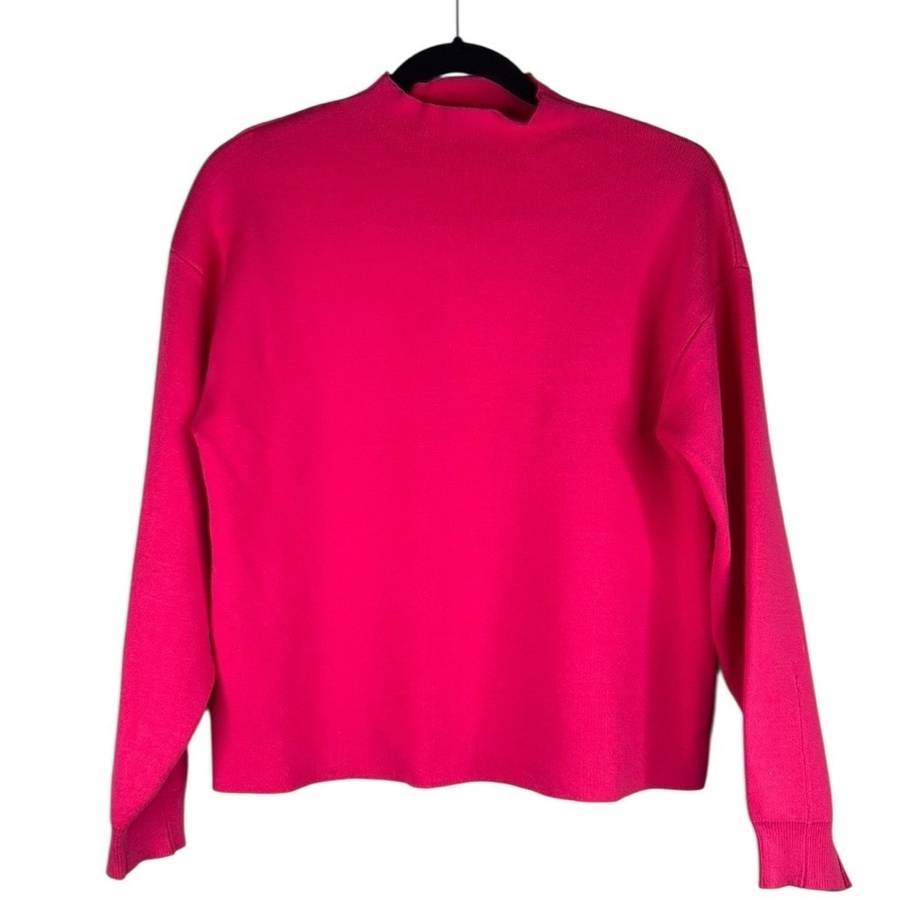 YAS Hot Pink Knit Mock Neck Classic Casual Pullover Long Sleeve Sweater Size XS‎